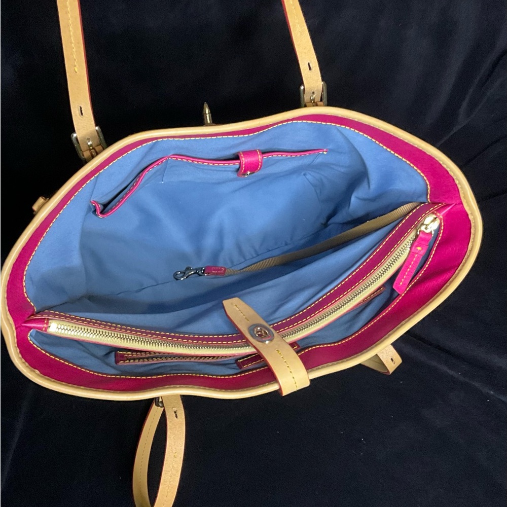 Dooney & Bourke Aqua and Tan Tote Bag - Picture 8 of 12